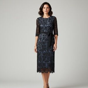 L.K.Bennett Leigh Leaf Lace Midi Dress